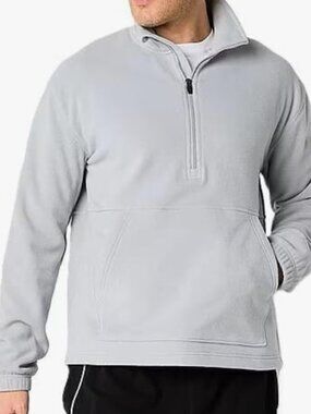 Xersion Men's Polar Fleece Pullover, 1/2 Zip Neck, French Gray Extra Large
